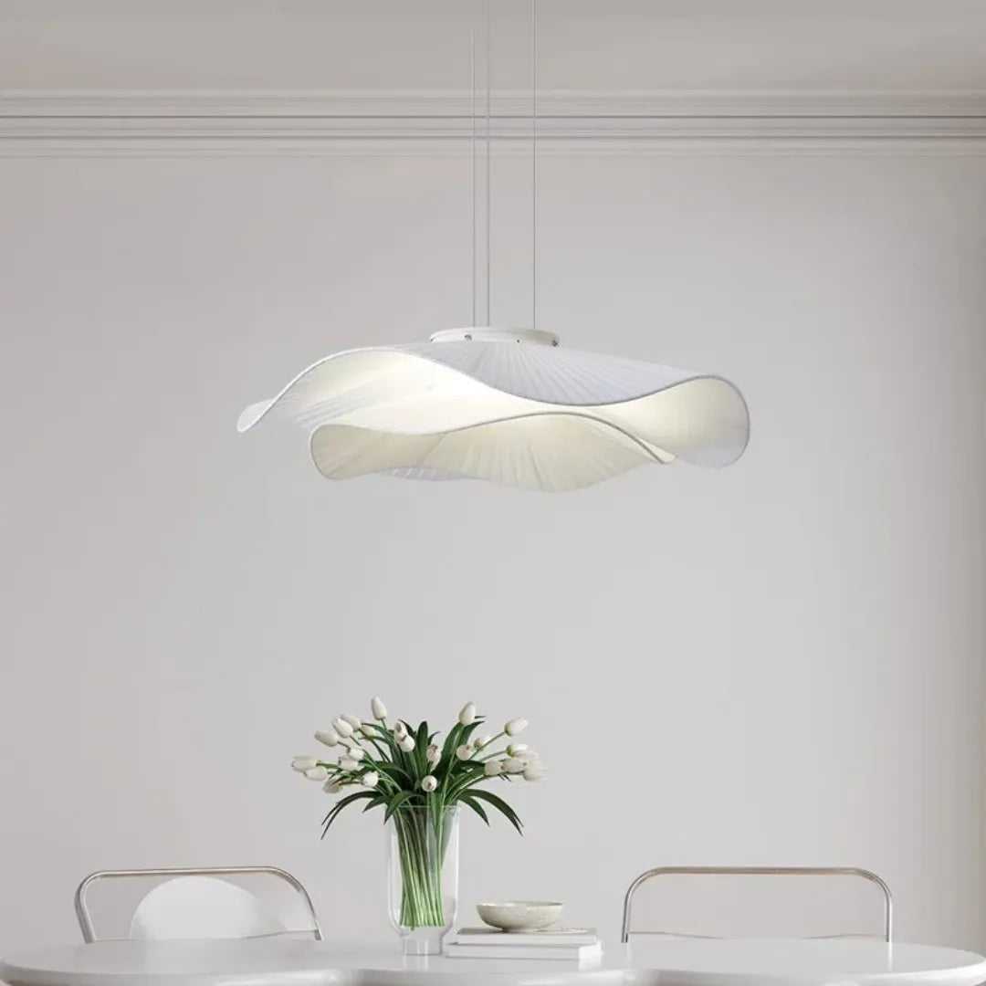 Suspension moderne en tissu blanc LED