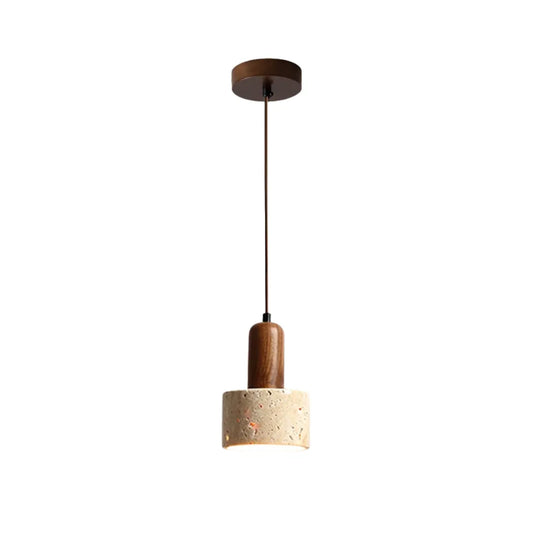 Suspension en bois et marbre travertin Sole