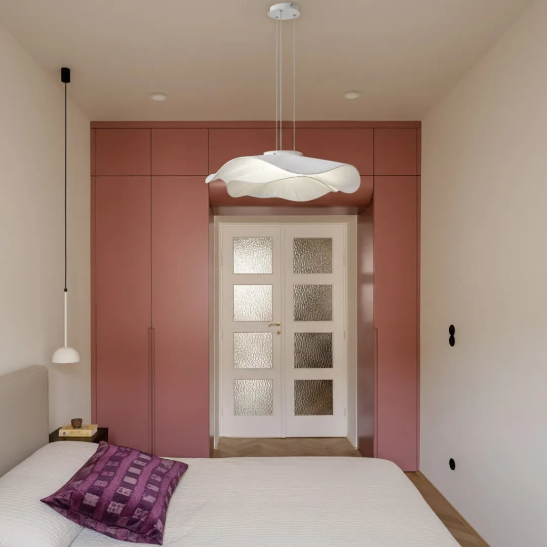 Suspension moderne en tissu blanc LED