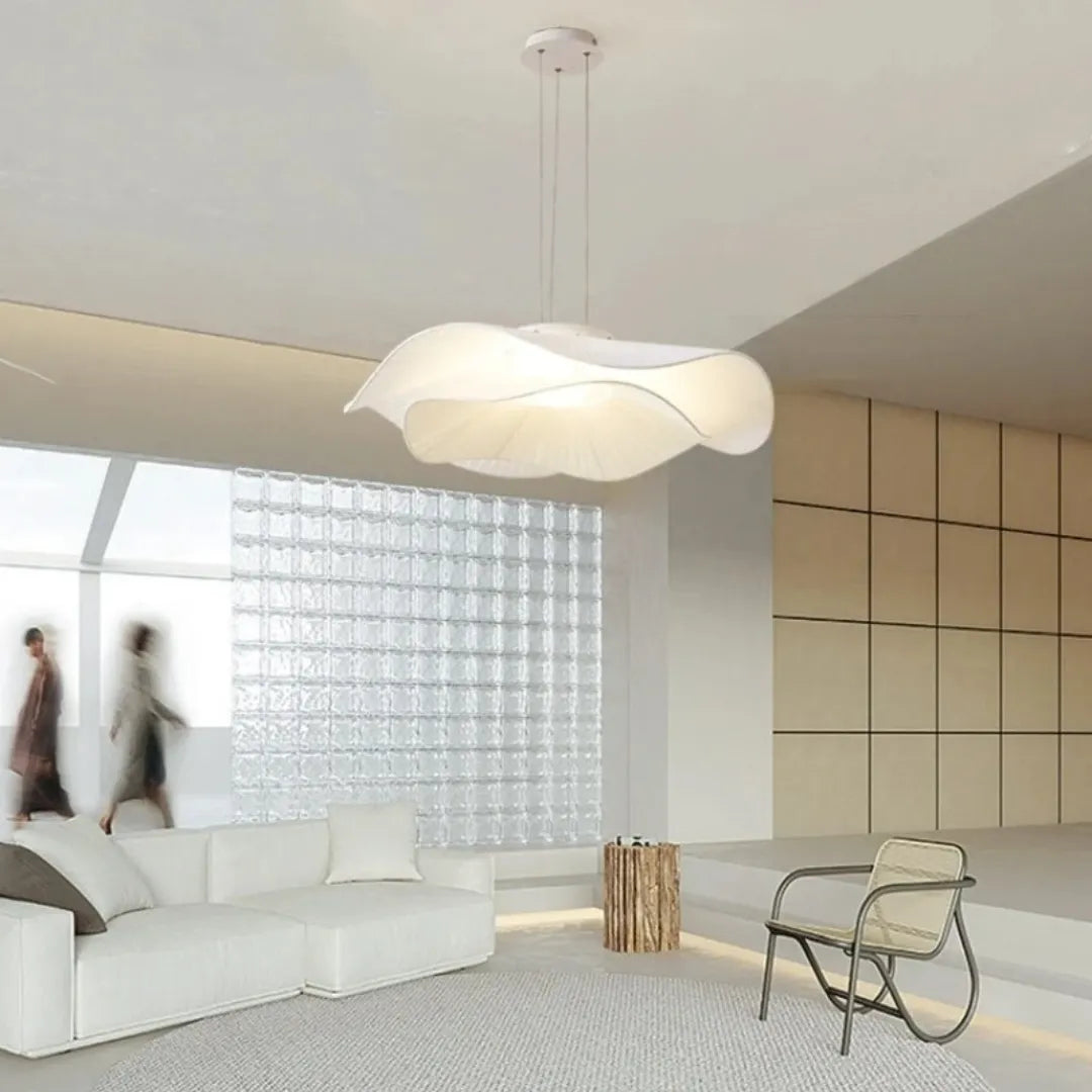 Suspension moderne en tissu blanc LED
