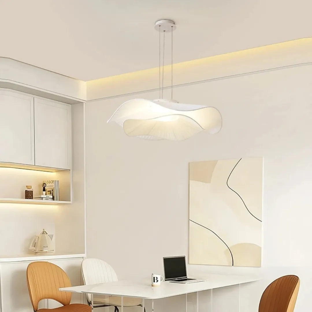Suspension moderne en tissu blanc LED