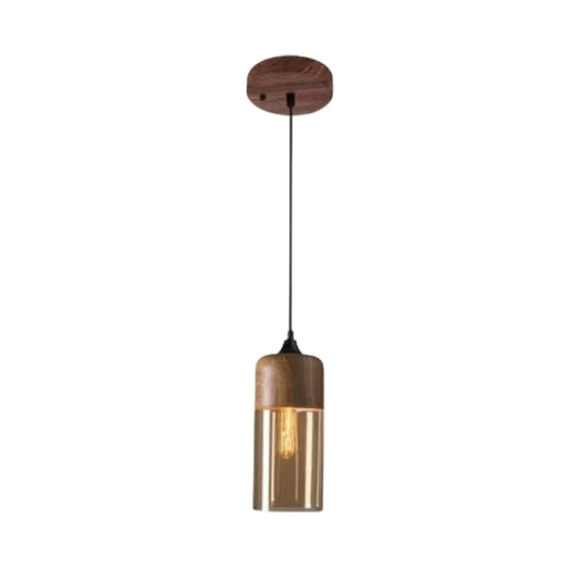 Suspension moderne nordique en verre et bois Turi